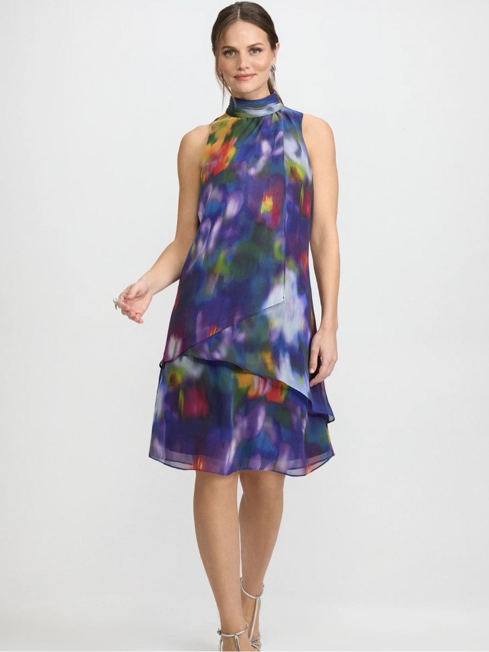 Laura Abstract Halter Neck Dress Multicolour